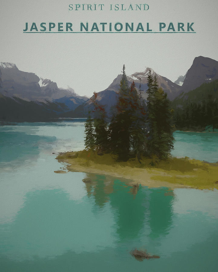 Banff National Park Mixed Media - Spirit Island Park Poster by Dan Sproul