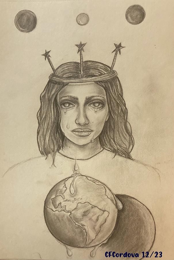 Spirit Lady of the Universe Drawing by Carmen Cordova