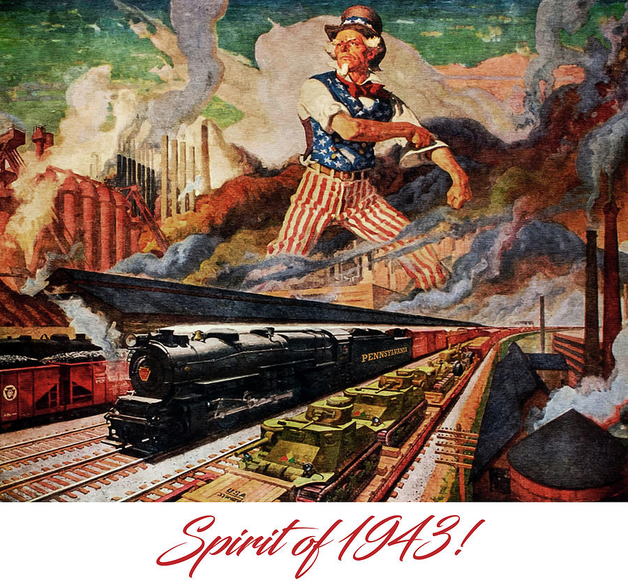 Spirit of 1943 - Vintage Steam Locomotive - Advertising Poster Painting by Studio Grafiikka