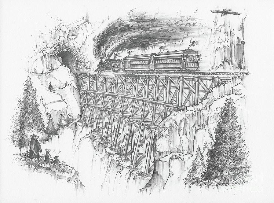 Spirit of 98 Train Drawing by Scott and Dixie Wiley