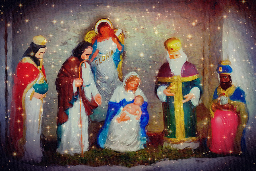 Spirit of Christmas Nativity Scene Mixed Media by Tatiana Travelways