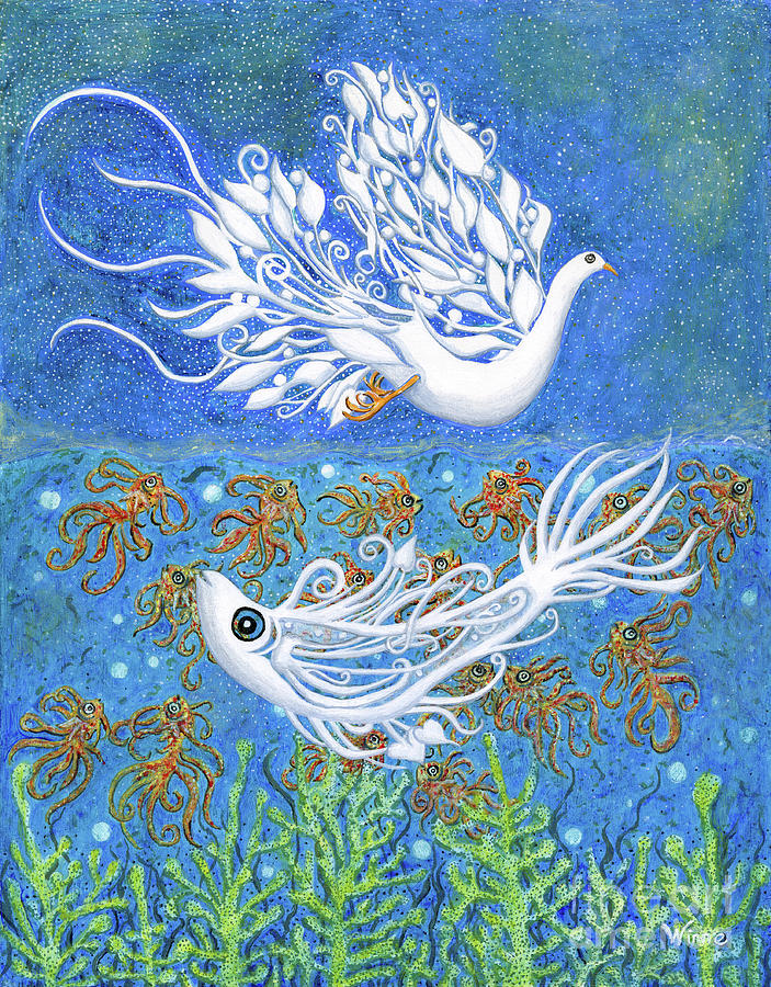 Bird Painting - Spirit of the Air, Spirit of the Sea, The Dichotomous Inedibles by Lise Winne