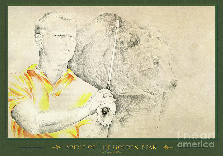 Golfer Painting - Spirit Of The Golden Bear - Poster by Olivera Cejovic