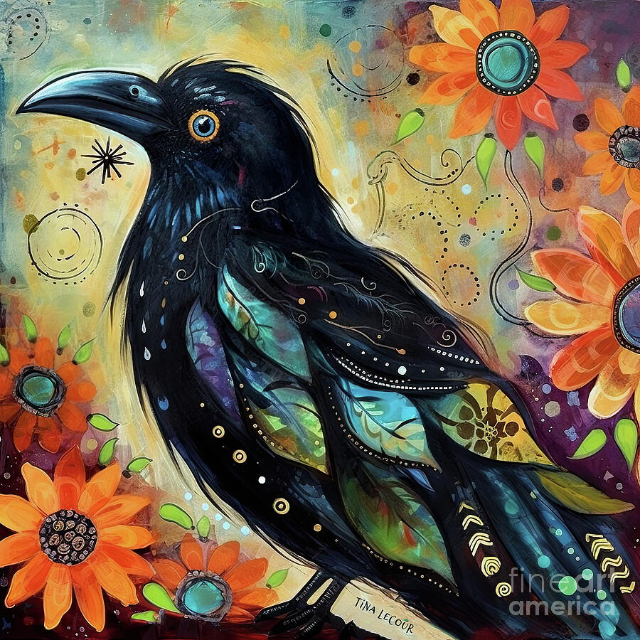 Raven Painting - Spirit Raven by Tina LeCour
