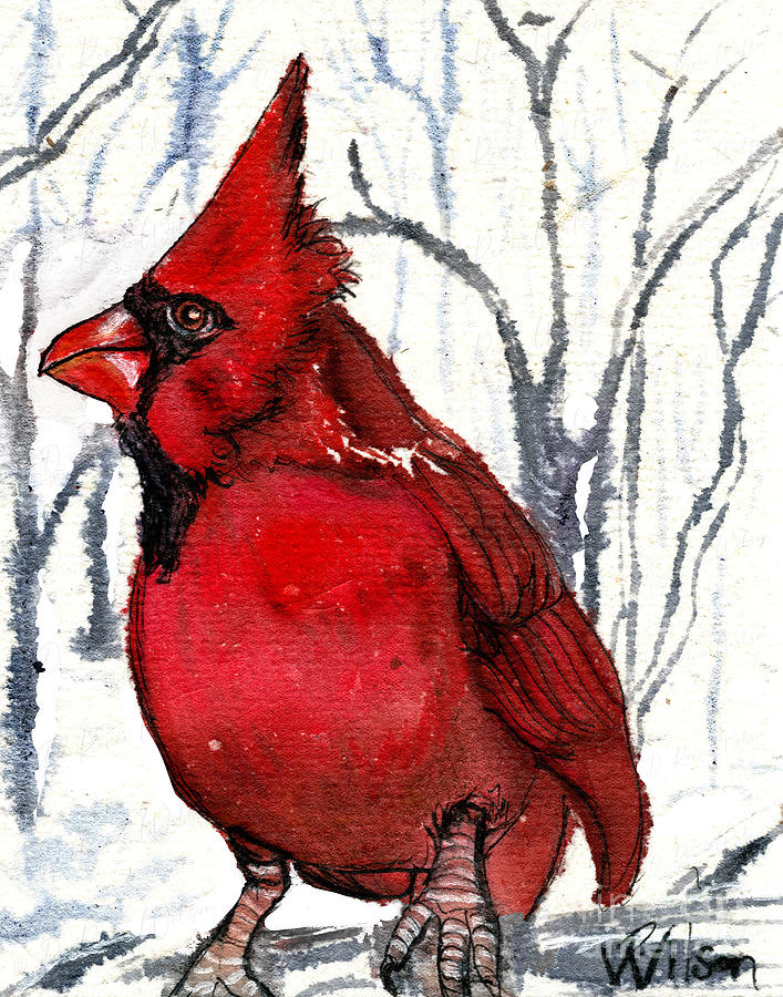 Red Bird Painting - Spirit Singer II by D Renee Wilson