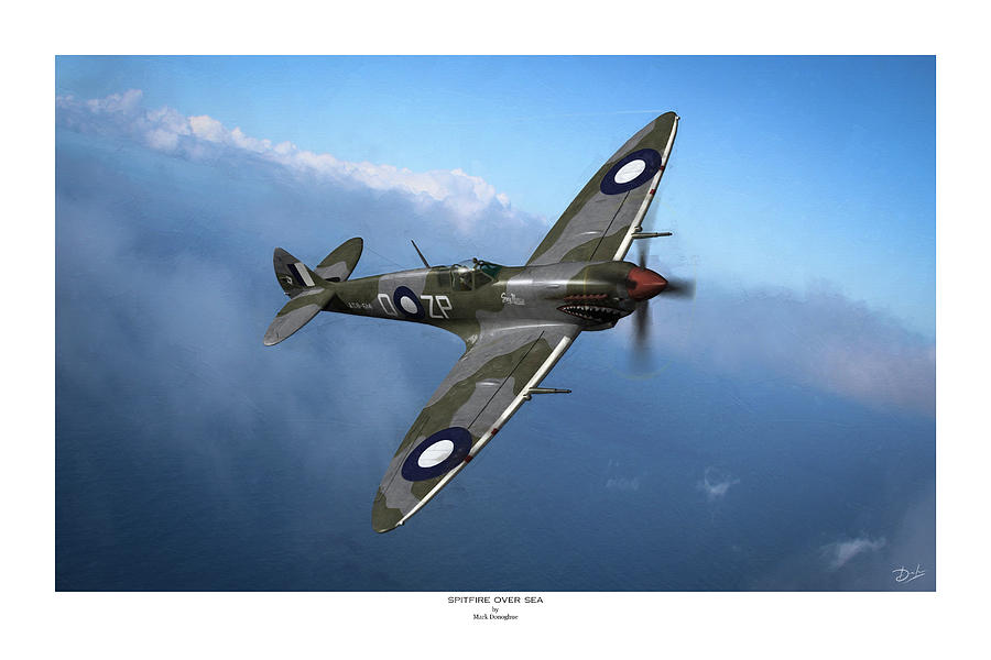 Spitfire Over Sea - Titled Digital Art by Mark Donoghue
