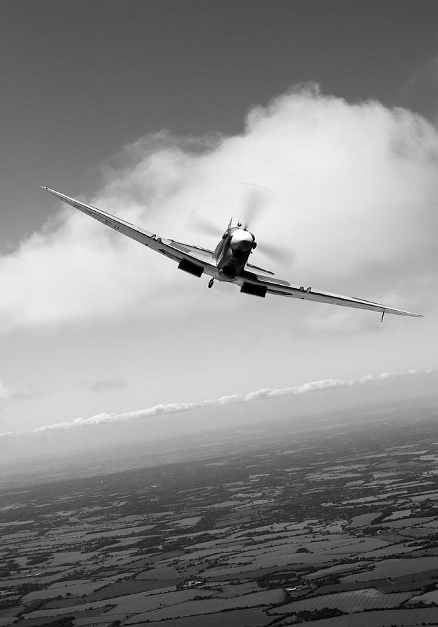 Spitfire poster vertical BW version Photograph by Gary Eason
