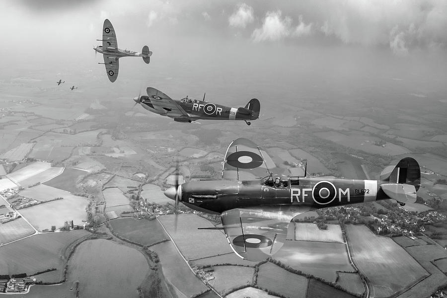 Spitfire sweep cropped black and white version Photograph by Gary Eason