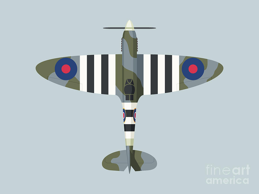 Airplane Digital Art - Spitfire WWII Fighter Aircraft - Grey Landscape by Organic Synthesis