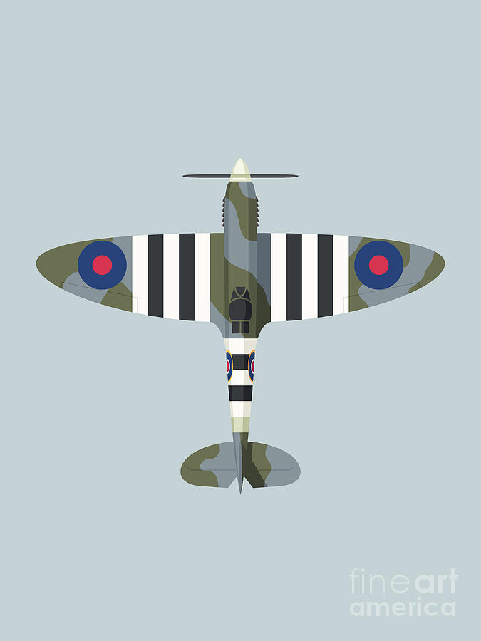 Airplane Digital Art - Spitfire WWII Fighter Aircraft - Grey by Organic Synthesis
