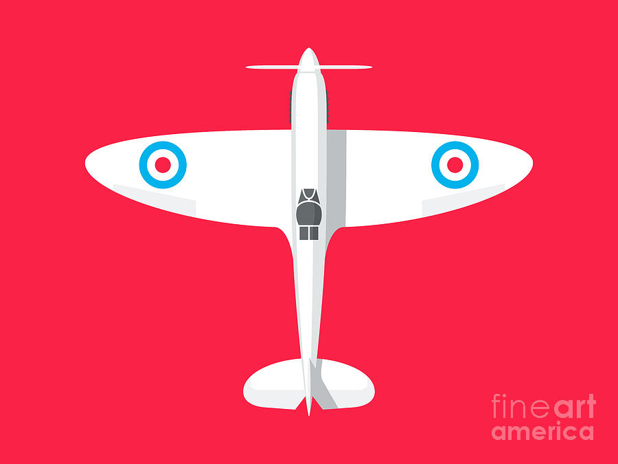 Airplane Digital Art - Spitfire WWII Fighter Aircraft - Landscape Crimson by Organic Synthesis