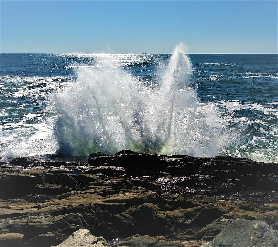 Nature Photograph - Splash Against the Rocky Coast by Melissa Mistretta