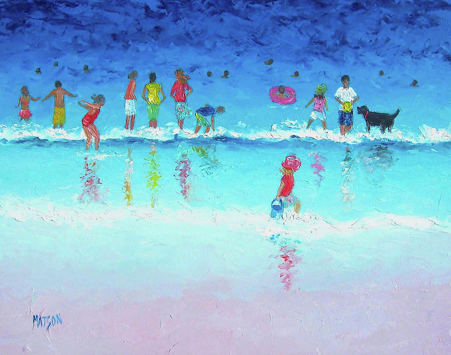 Splash, beach scene Painting by Jan Matson