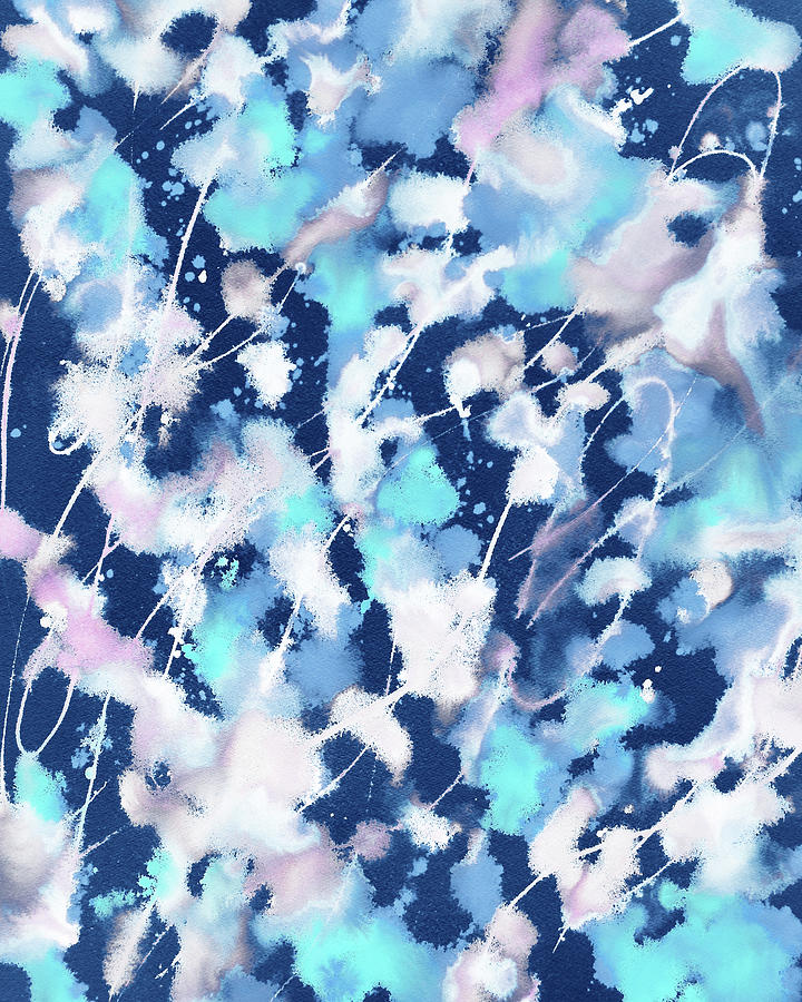 Splash Of Happy Abstract Watercolor Soft Blue II Painting by Irina Sztukowski