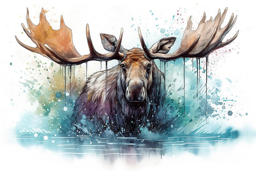 Splash Of Moose In Lake Photograph by Athena Mckinzie - Fine Art America