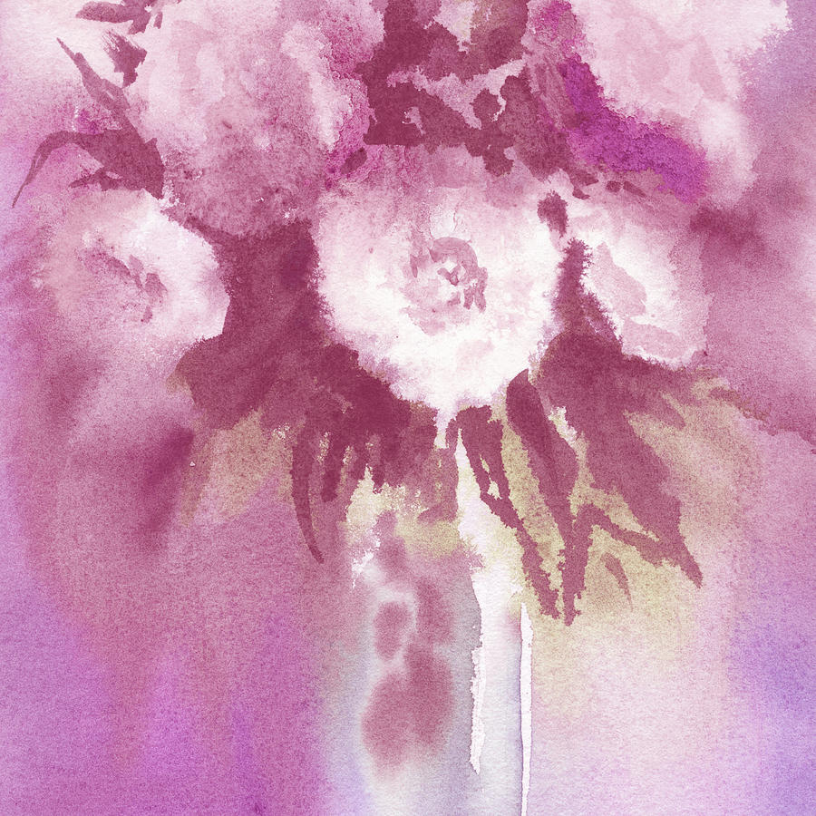 Splash Of Watercolor Abstract Flowers Pink Purple Tones  Painting by Irina Sztukowski