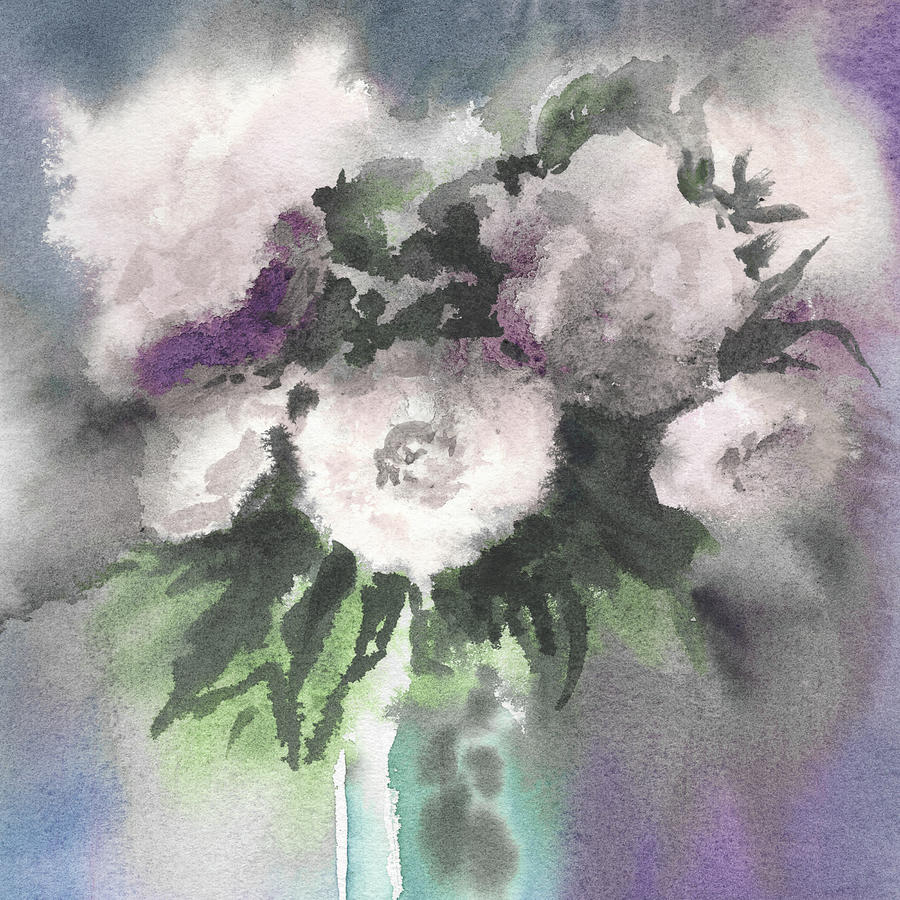 Splash Of Watercolor Abstract Flowers Soft Colors Painting by Irina Sztukowski