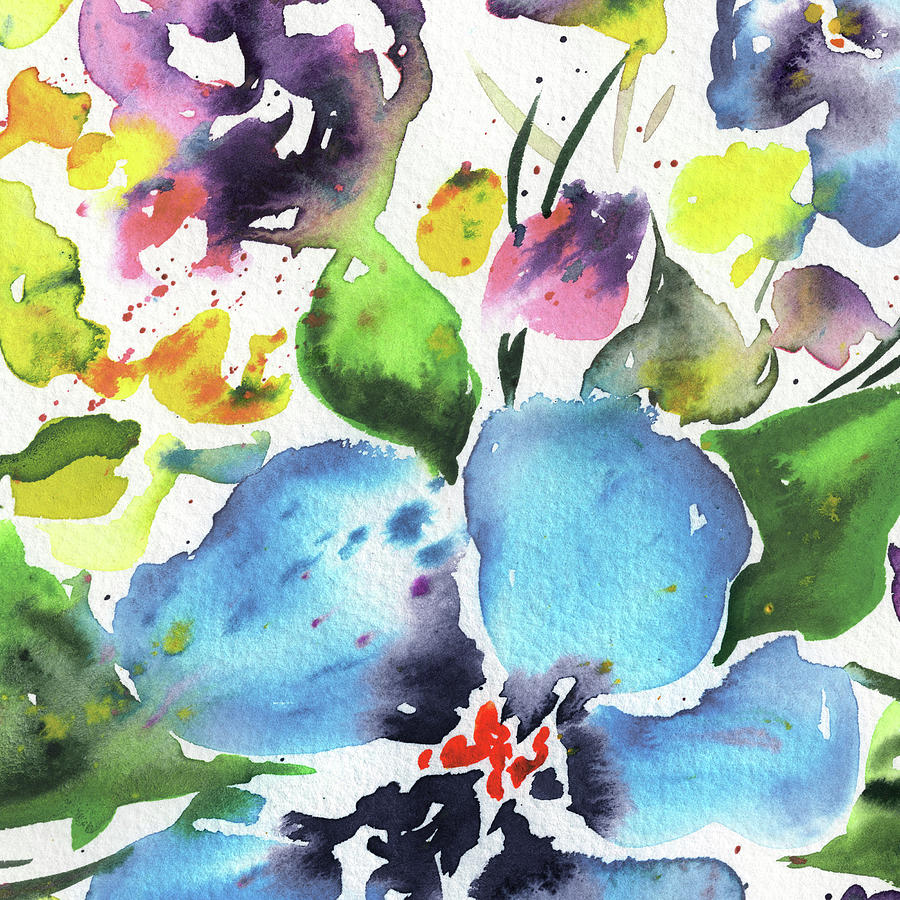 Splash Of Watercolor Abstract Flowers Vivid Colorful And Bright VIII ...