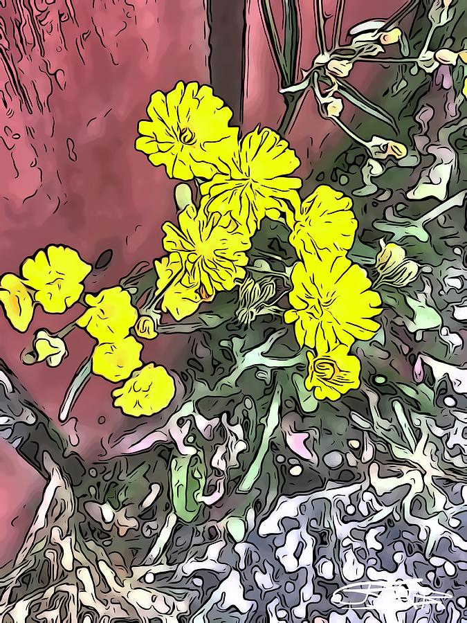 Splash of Yellow By The Fence Digital Art by Barbara Tristan