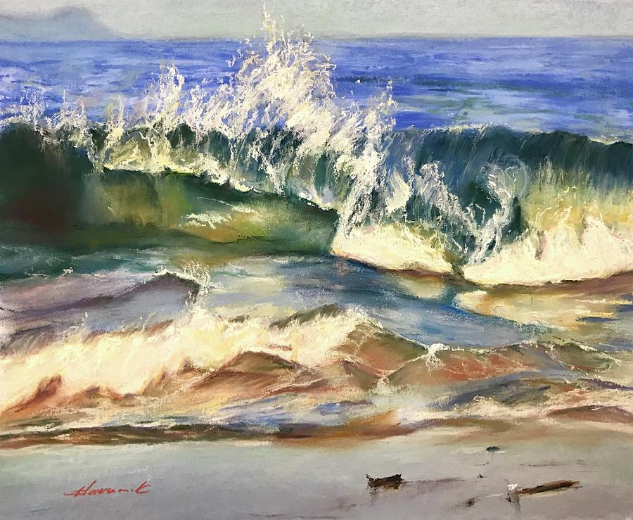 Splash On Shirahama Beach Japan Pastel by Harumi Kiiyota | Fine Art America