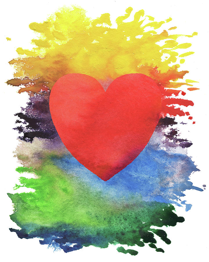 Splash Some Love Around Heart In Watercolor Painting by Irina Sztukowski