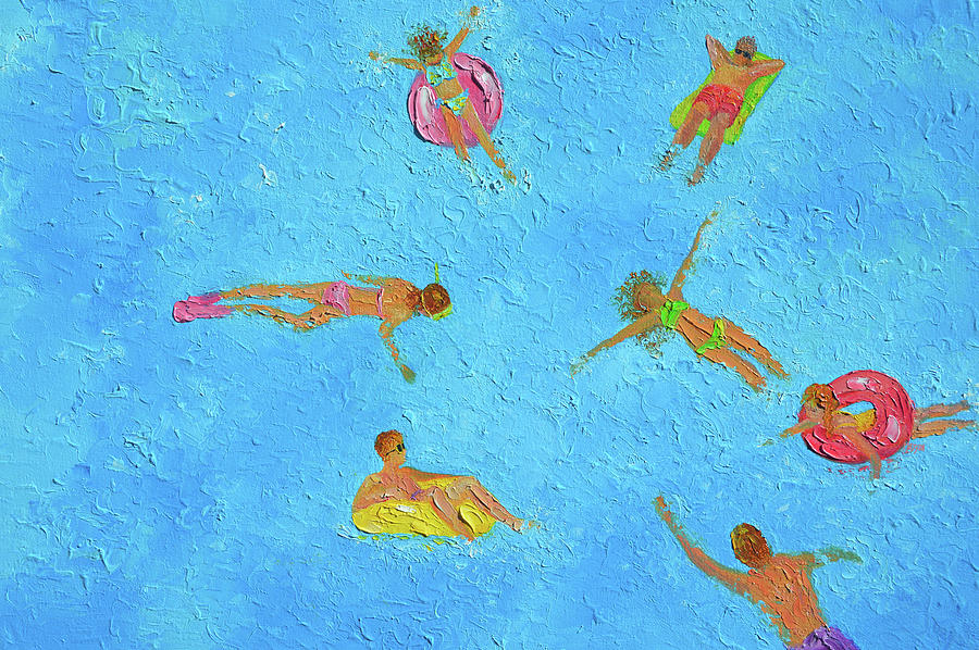 Splash, swimming fun 1 Painting by Jan Matson