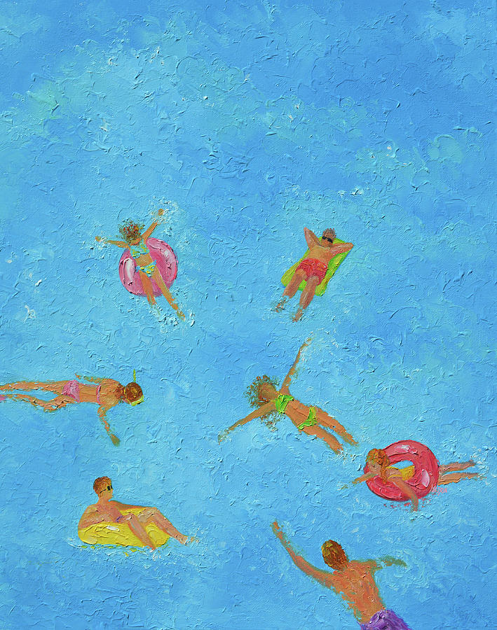 Splash, swimming fun 2 Painting by Jan Matson