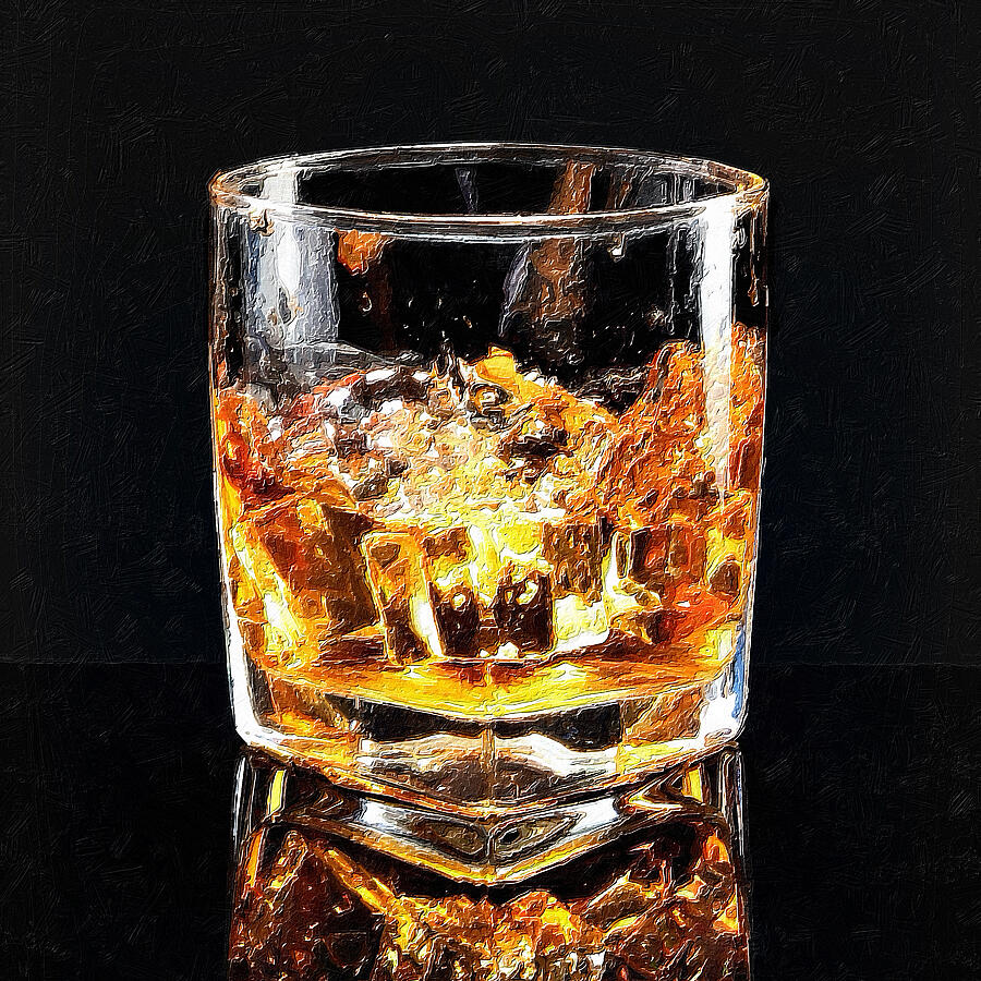 Splash Whiskey Scotch Bar Art Painting 2 Painting by Tony Rubino