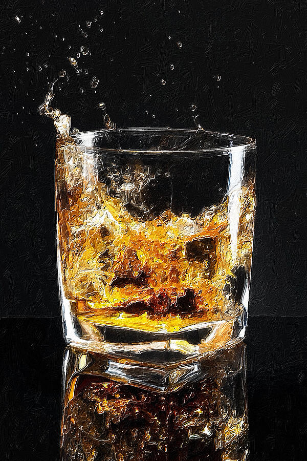 Splash Whiskey Scotch Bar Art Painting Painting by Tony Rubino