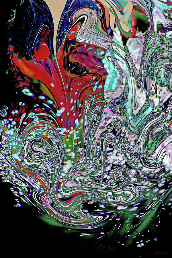 Splashing Heart Digital Art by Linda Sannuti