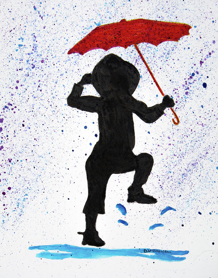 Splashing in the Rain Drawing by Ali Baucom