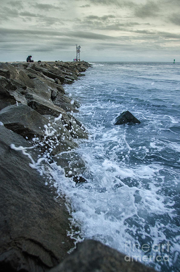 Splashing on the Jetty Coastal Landscape Photograph Photograph by PIPA Fine Art - Simply Solid