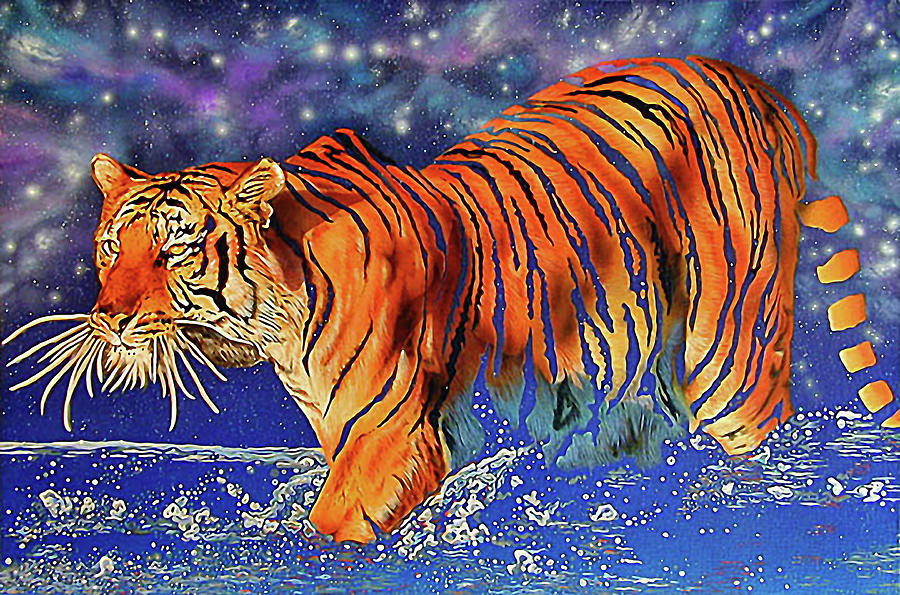 Splashing Tiger Painting by Thom MADro