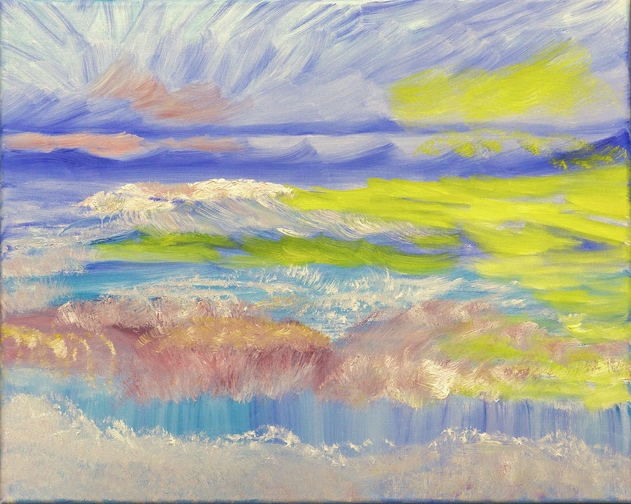 Splashing Waves Painting by Meryl Goudey
