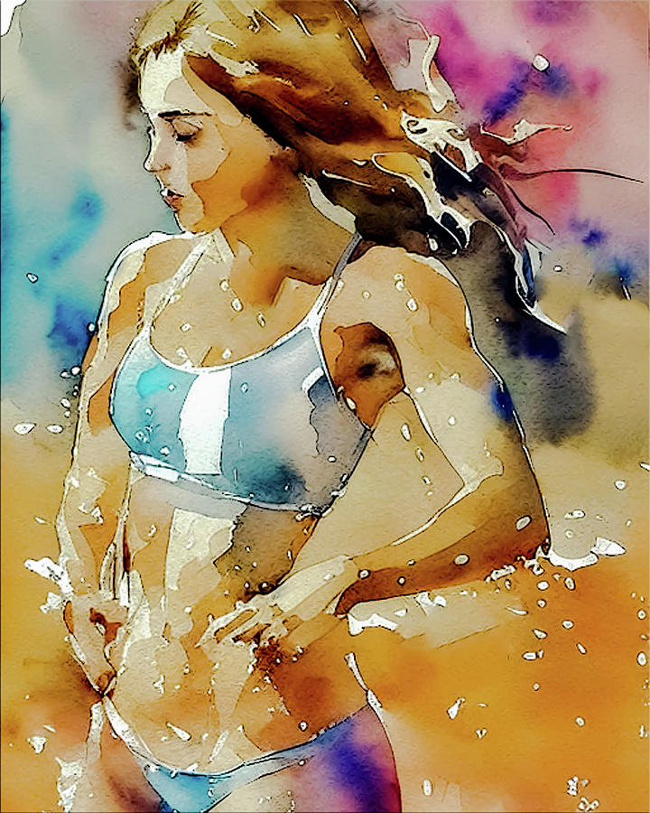 Splashy Summer Fun Portraiture  Painting by Lisa Kaiser