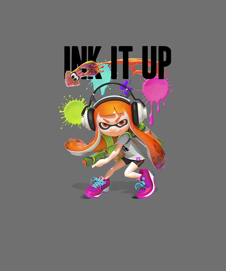 Splatoon Ink It Up Squid Inkling Splatter Poster Premium Drawing by ...