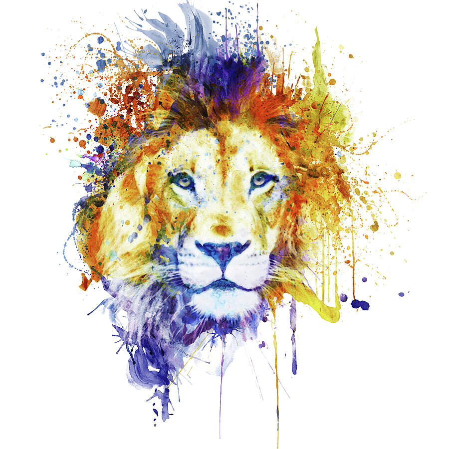 Splattered Lion Painting by Marian Voicu