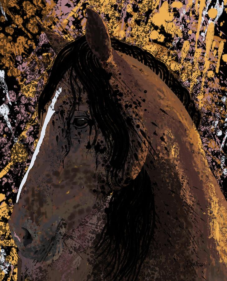 Splattered Paint Horse Portrait Painting by Joan Stratton Splattered Paint Horse Portrait Painting by Joan Stratton