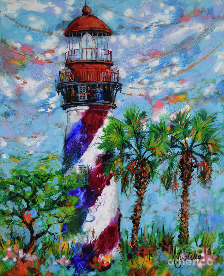 Splendid St Augustine Lighthouse  Painting by Jyotika Shroff