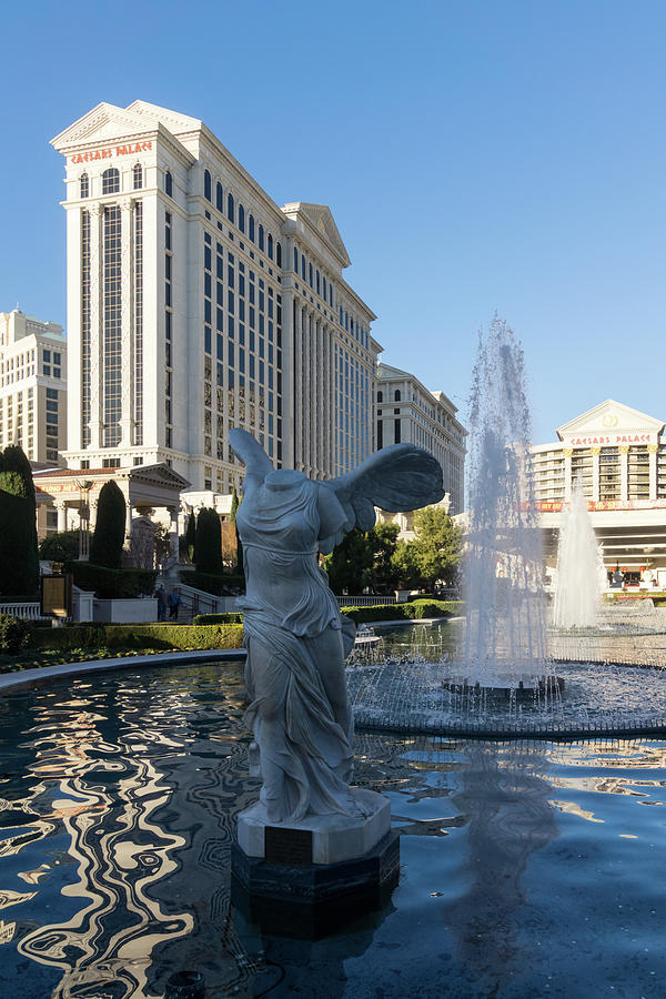 Splendiferous Las Vegas Fountain - Goddess Nike the Winged Victory of Samothrace Photograph by Georgia Mizuleva