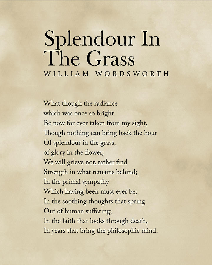 Splendour In The Grass - William Wordsworth Poem - Literature - Typography Print 2 - Vintage Digital Art