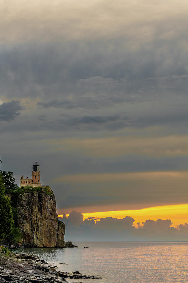 Split Rock Cloudy Sunrise Photograph by Sebastian Musial
