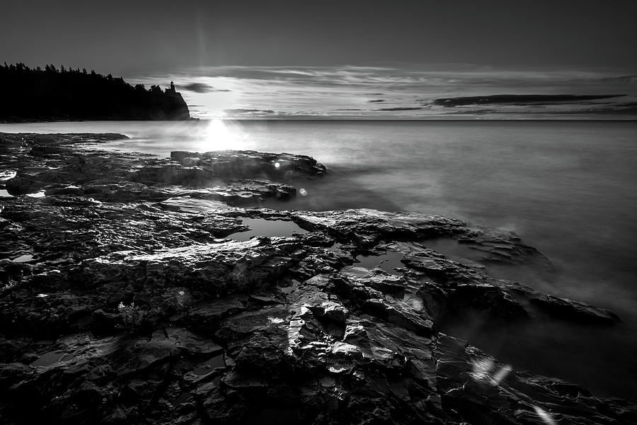 Split Rock Lighthouse Black and White Photograph by Sebastian Musial