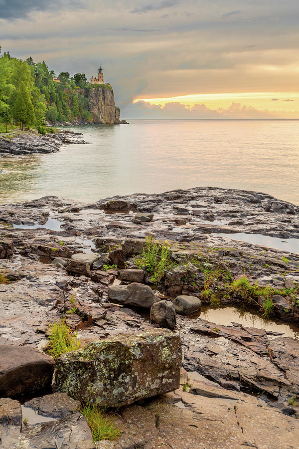Split Rock Lighthouse Cloudy Summer Morning Photograph by Sebastian Musial