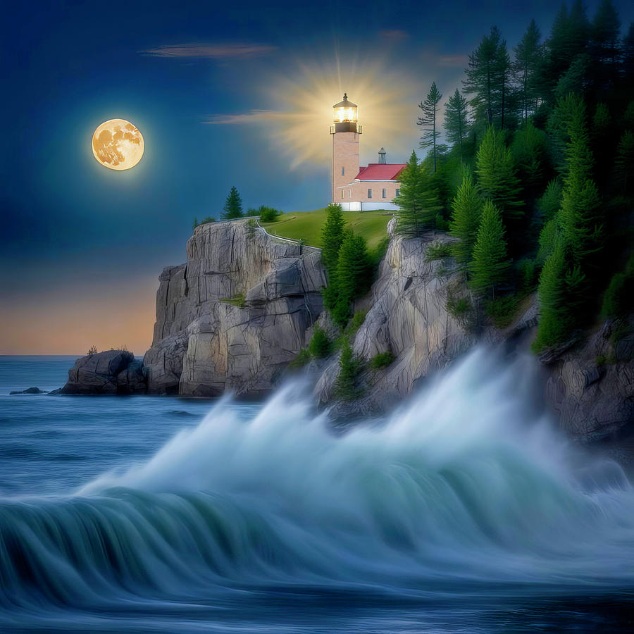 Split Rock Lighthouse Digital Art by Donna Kennedy