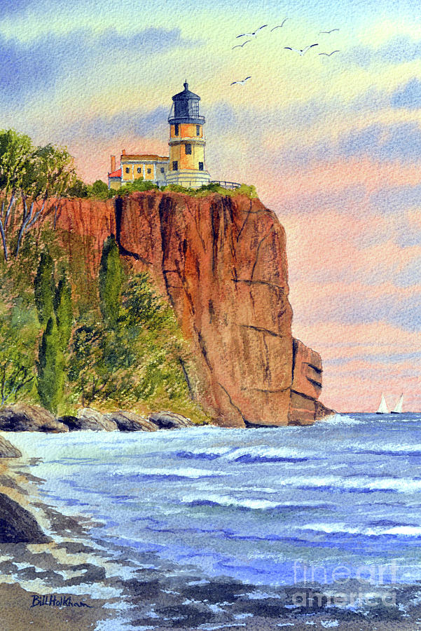 Split Rock Lighthouse Minnesota Painting by Bill Holkham