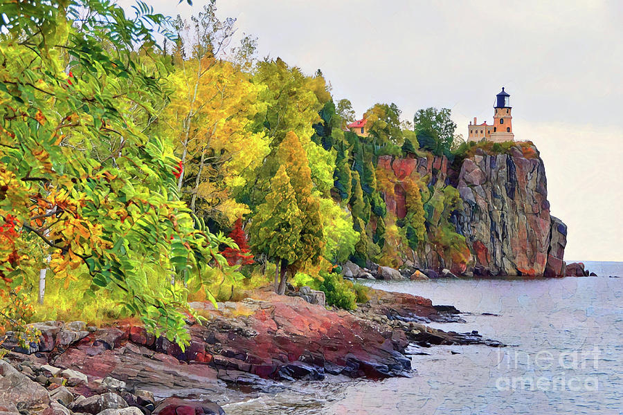 Split Rock Lighthouse - North Shore Digital Art by Joseph Hendrix