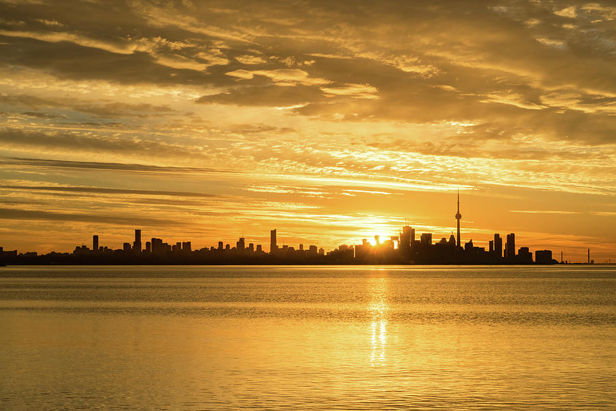 Split Sun Path - A Glorious Toronto Sunrise Photograph by Georgia Mizuleva