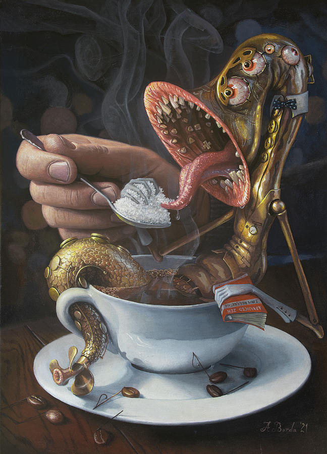 Coffee Painting - Spoiling My Inner Vibe by Adrian Borda