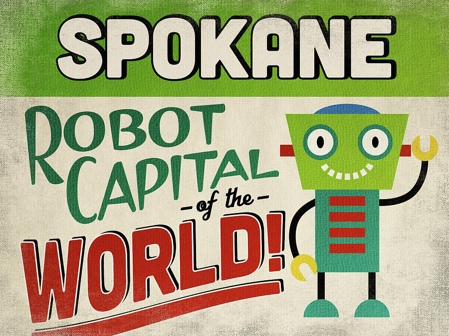 Spokane Washington Robot Capital Digital Art by Flo Karp
